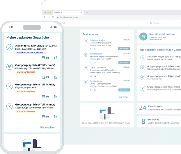 Interview UI application mockup showing digital interview interface